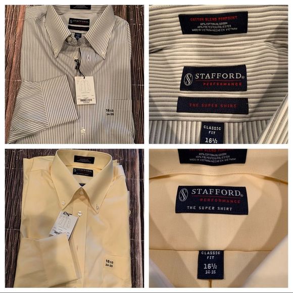 NWT Lot of 2 Stafford Performance LS shirt 
Classic Fit size 16 1//2 x 34/35 - Picture 2 of 6